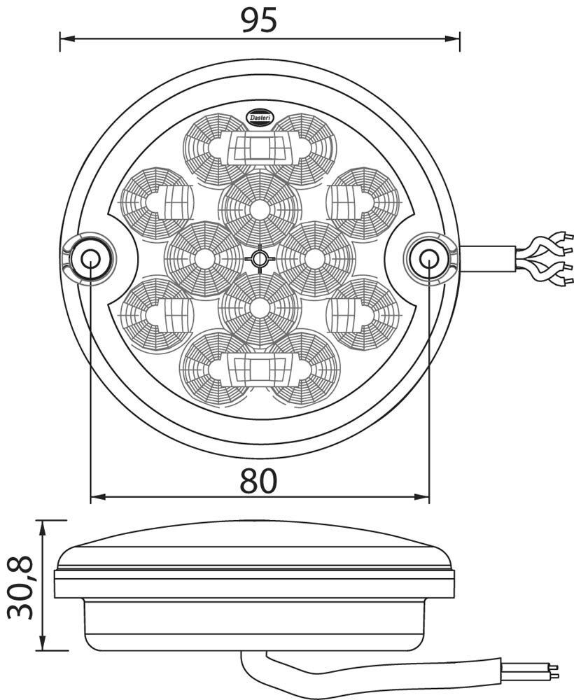 Dasteri LED R&uuml;ckleuchte 3-Funktionen