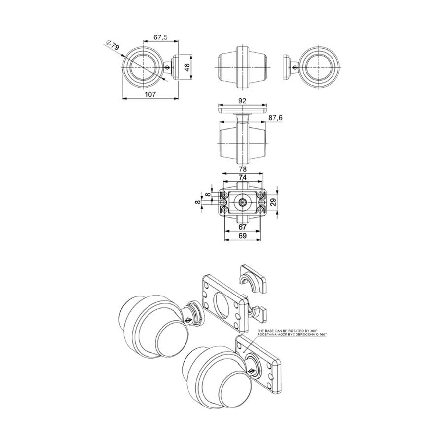 Horpol LED Begrenzungsleuchte 2-Funktionen + 5m Kabel