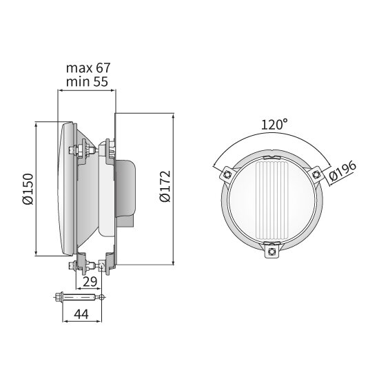 Wesem Rallye-Lampe Nebelscheinwerfer &Oslash;150mm + Xenon Lamp