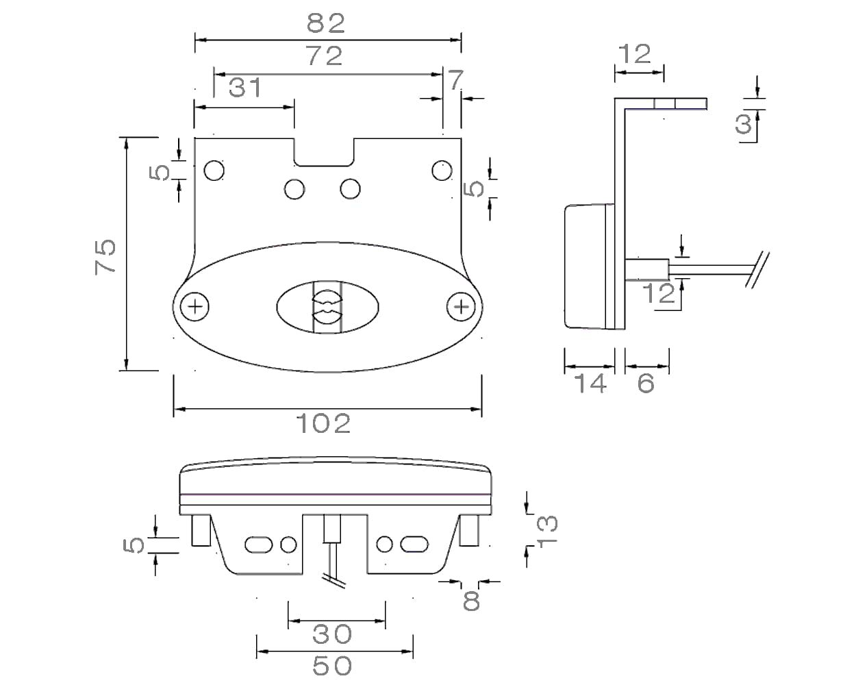 Asp&ouml;ck LED Positionsleuchte Flatpoint II 12V + Montagehalterung