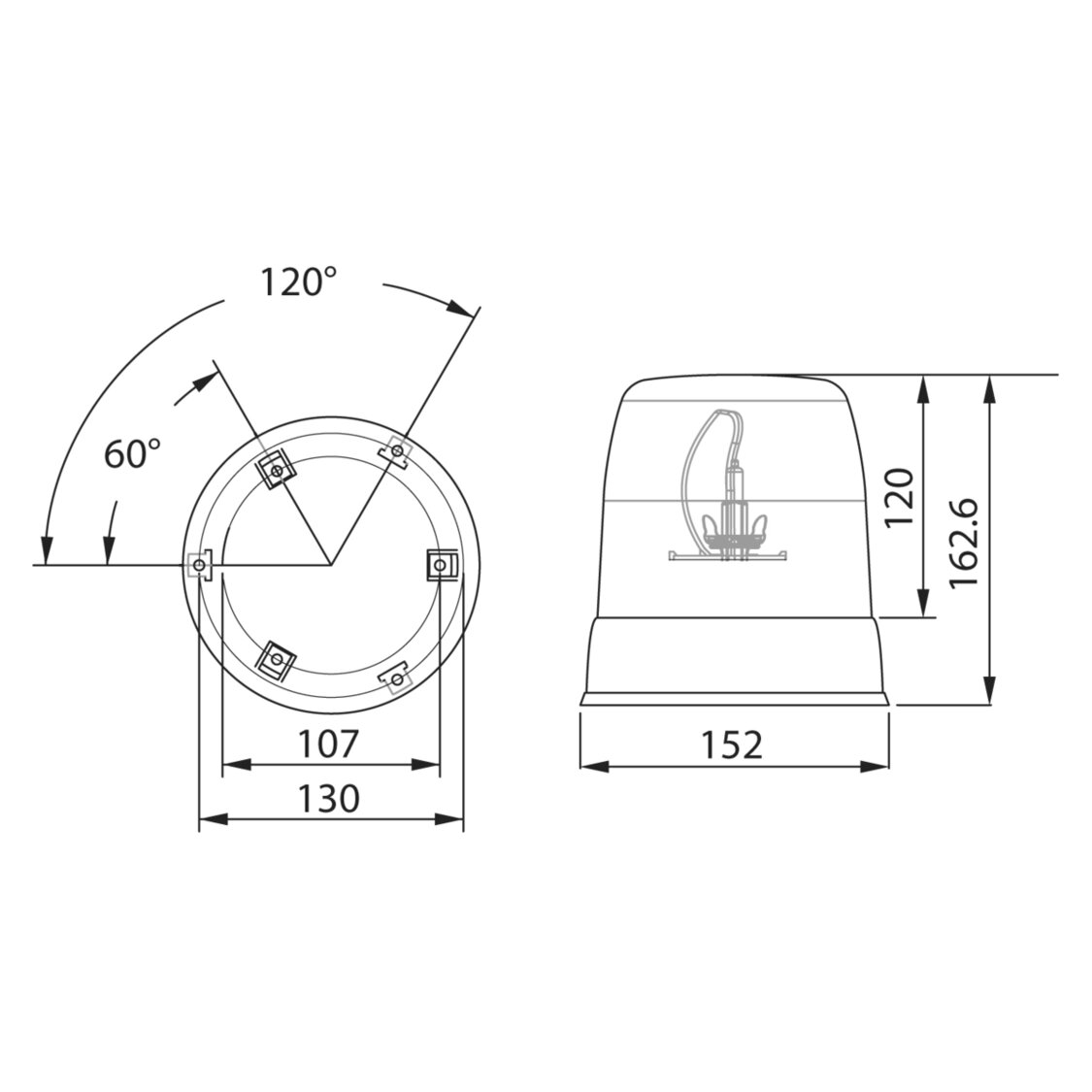 Dasteri Halogen Rundumleuchte Schrauben Montage