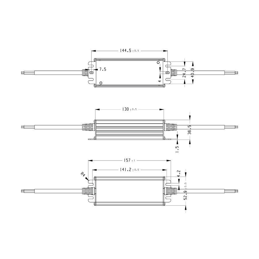 Wasserdichtes 24-Volt DC 50W LED-Netzteil