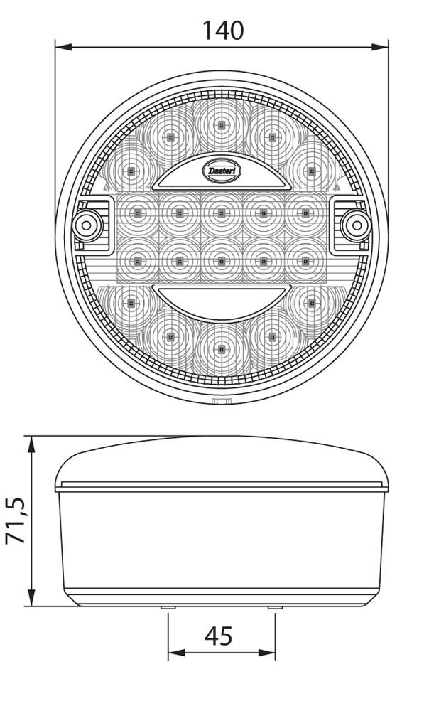 Dasteri LED-Fahrtrichtungsanzeiger Rund &Oslash;140mm