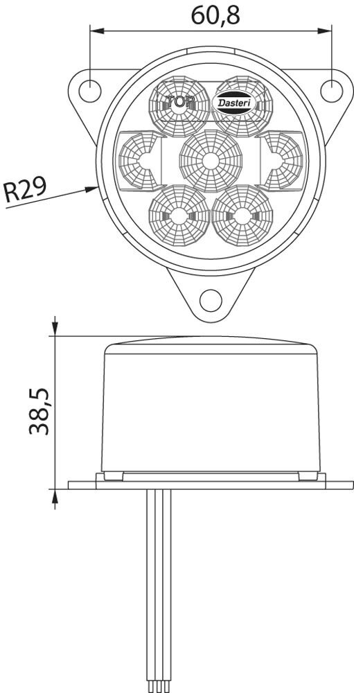 Dasteri LED Blinker Vorderseite Transperent | Rund &Oslash;58mm