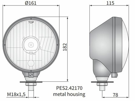 Wesem Hauptscheinwerfer &Oslash;161x115 H4 Metallgeh&auml;use