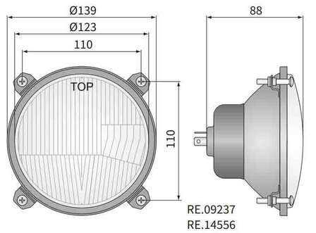 Wesem Hauptscheinwerfer &Oslash;139x88 Incl 24V Birnen