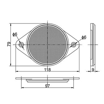 Horpol Reflektor Rund 2 Bolzen &Oslash;79mm Rot