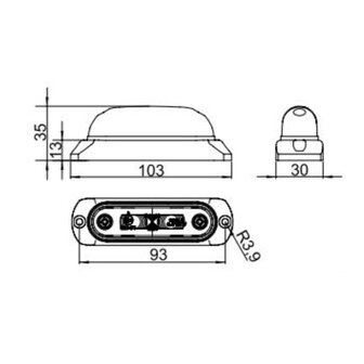 Horpol LED Positionsleuchte Wei&szlig; Oval + Gummi Aufbau LD-377