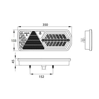 Dasteri DSL-5002TR LED R&uuml;ckleuchte Rechts + Dreieck Reflektor