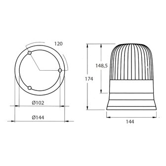 Dasteri Halogen Rundumleuchte Magnet Montage 12V