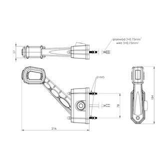 Horpol LED Begrenzungsleuchte + Sensor 3-Funktionen Rechts