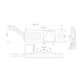 Hella LED R&uuml;cklicht 6-Lichtfunktionen + Markierungsleuchte 24V rechts | 2VP 340 970-541