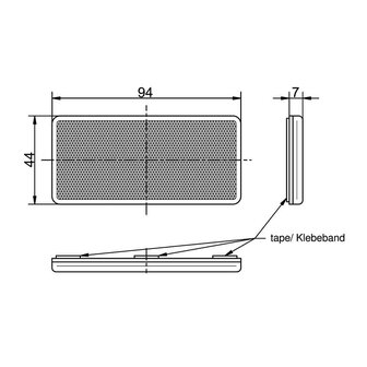 Rechteckiger Reflex - Reflektor Weiss 94x44x7