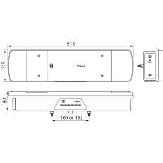 Dasteri LED-R&uuml;ckleuchte 6 Funktionen 24V Rechts