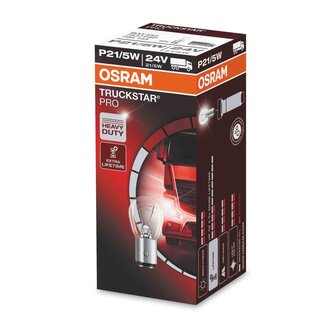 Osram P21/5W Gl&uuml;hbirne 24V 21W BAY15d Truckstar Pro 10 St&uuml;ck