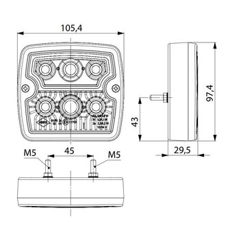 Horpol LED R&uuml;ckleuchte Eckig 5P LZD 2102