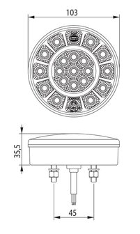 Dasteri LED 3-funktion R&uuml;ckleuchte