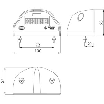 Dasteri LED-Kennzeichenleuchte Schwarz 12V