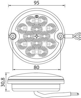 Dasteri LED R&uuml;ckleuchte 2-funktionen Rund