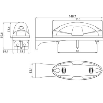 Dasteri Positionsleuchte LED 2-Funktionen mit halter