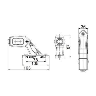 Horpol LED Begrenzungsleuchte 3-Funktionen Horizontaal L