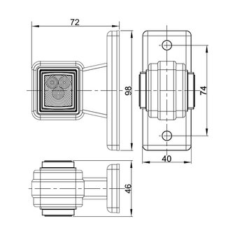 Horpol LED Begrenzungsleuchte 2-Funktionen Eckig Links