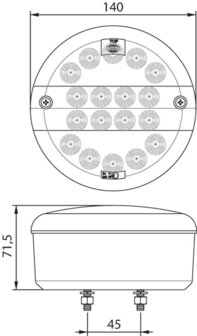 Dasteri LED R&uuml;ckleuchte 3-Funktionen