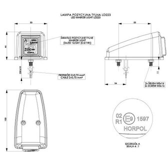 Horpol LED Positionsleuchte Rot Eckig LD-223