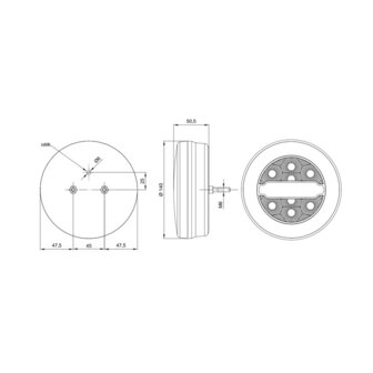 Fristom FT-113 LED R&uuml;ckleuchte 3-Funktionen 1m Kabel