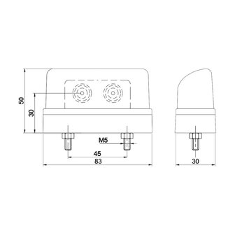 Fristom LED Kennzeichenbeleuchtung Rot 12-24V 2St