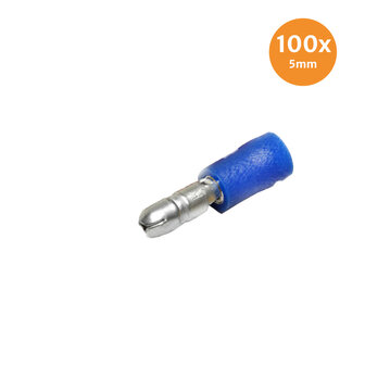 Rundstecker Vollisoliert Blau 5mm (1,5-2,5mm) 100 St&uuml;ck