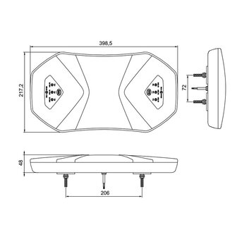 Dasteri LED Warnbalk Magnet Rot