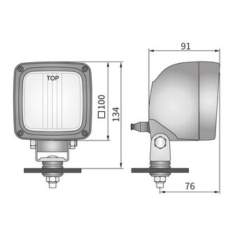 Wesem Halogen Arbeitsscheinwerfer LKR5-FF + AMP-Faston