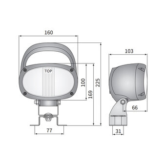 Wesem Halogen Arbeitsscheinwerfer Oval H3 160x100