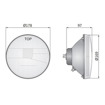 Wesem Hauptscheinwerfer Rund &Oslash;178mm / 7 Inch H4 Einbau