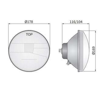 Wesem Hauptscheinwerfer Rund &Oslash;178mm / 7 Inch H4 Einbau