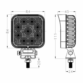 WERAM 27W LED Arbeitsscheinwerfer Eckig Mini 2160LM