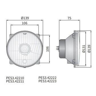 Wesem Hauptscheinwerfer H4 &Oslash;139x75 4-Punkt-Befestigung 12V