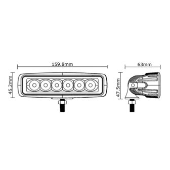 18W LED Arbeitsscheinwerfer Breitstrahler Rechteckig