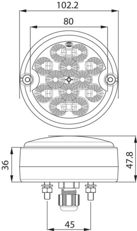 Dasteri LED Rückleuchte 3-Funktionen Rund