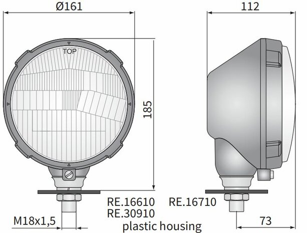 Wesem Hauptscheinwerfer H4 Ø161x112 mm Rechts