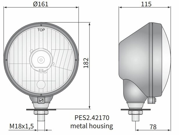 Wesem Hauptscheinwerfer Ø161x115 H4 Metallgehäuse