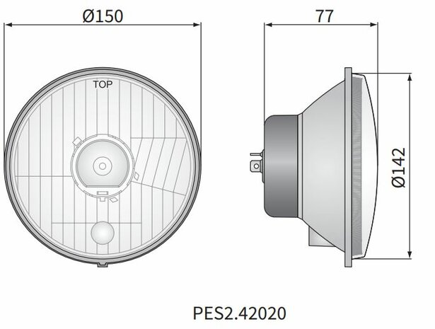 Wesem Hauptscheinwerfer H4 Ø150x77 Metallgehäuse