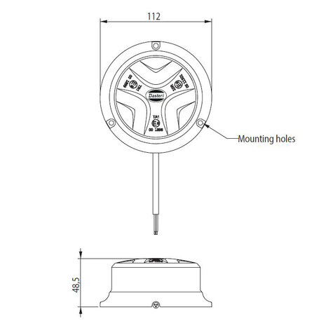 Dasteri LED Rundumleuchte Flache Montage Blau