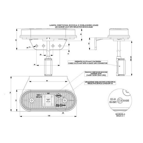 Horpol LED Positionsleuchte Orange + Quick link Stecker LD 650