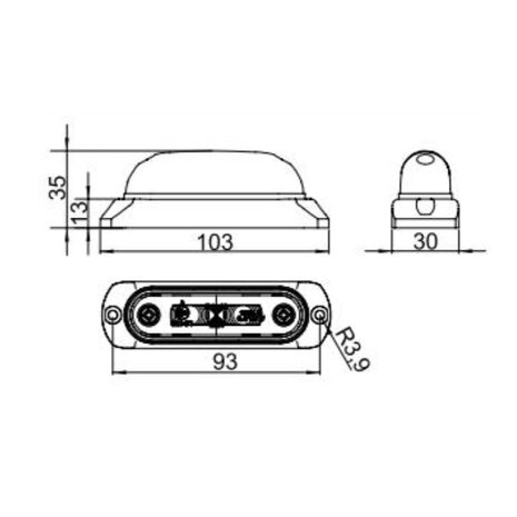 Horpol LED Positionsleuchte Orange Oval + Gummi Aufbau LD-378