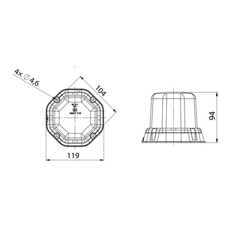 Horpol LED Warnleuchte Flache Montage Orange LDO-2274