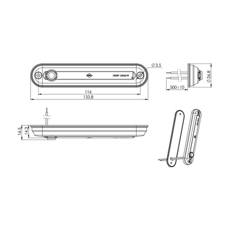 Horpol LED Innenleuchte + Schalter 12-24V Warmweiß LWD 2528