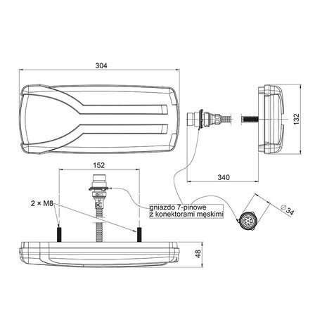 Horpol LED Rückleuchte Rechts Carmen LZD 2403 + 7-pins Stecker