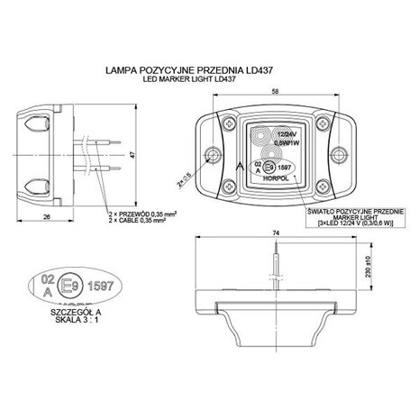 Horpol LED Postionsleuchte Weiß Klein LD-437